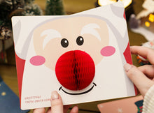 Load image into Gallery viewer, Unique 3D Pop Up Santa Card, Honeycomb Paper Christmas Keepsake