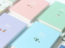 Load image into Gallery viewer, 365 planner agenda notebook with colorful inner page