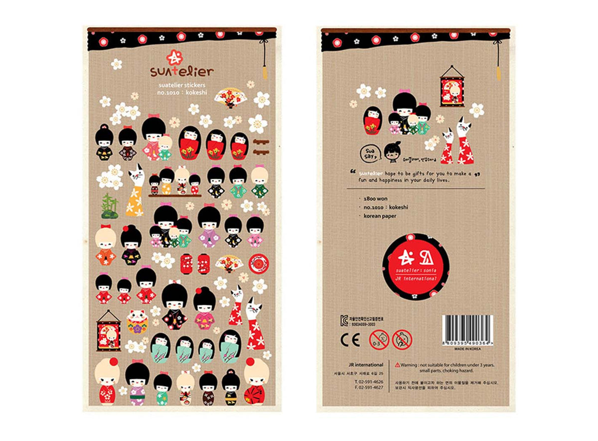 Suatelier Stickers Kokeshi (Japanese Doll) – PaperMoonIsland