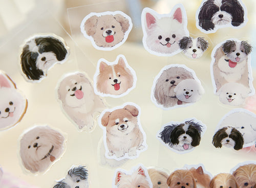 Colorful advertisement for Puppy & Katie stickers