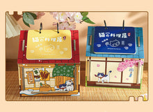Load image into Gallery viewer, DIY cat-themed desk calendar and organizer with hidden storage compartment for small office supplies.
