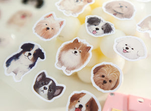 Stickers of dogs on a textured surface