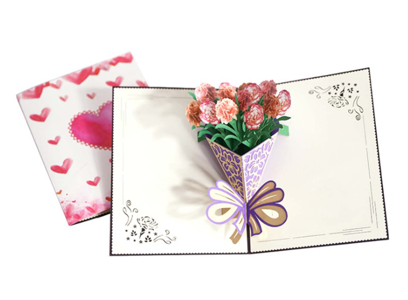 Flowers Bouquet Pop-up Cards 3d Paper Flowers Bouquet With Note Card And  Envelope 's Day Greeting C